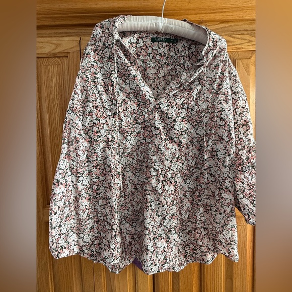 Ralph Lauren Tops - Ralph Lauren Floral Print Top - Pink, Black, White